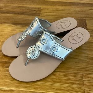 Jack Rodgers Women’s Silver Wedge Sandals Size 7.5